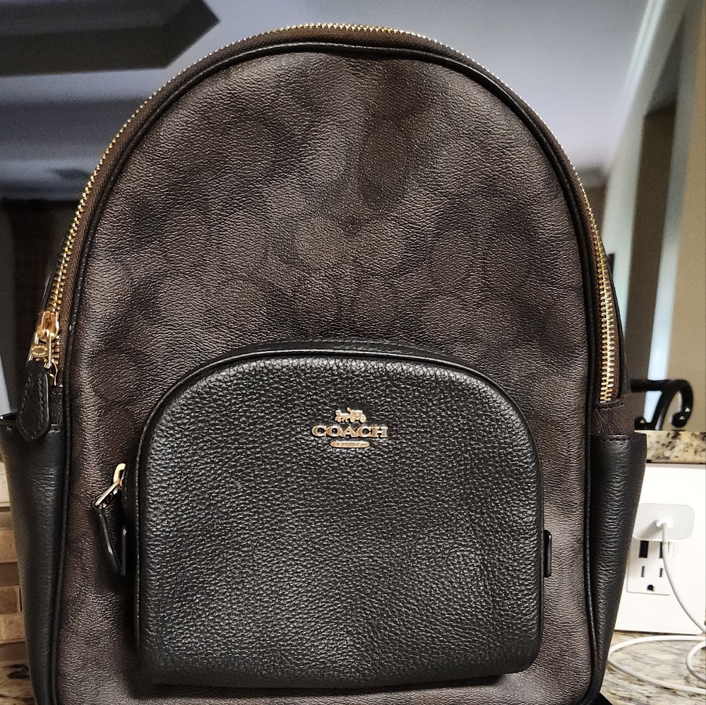 Coach Women's Black and Brown Leather Backpack purse (Brand New Never used)
